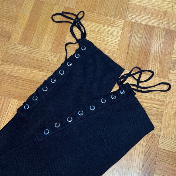 Zara - laced thigh black leggings size M - Picture 3 of 3